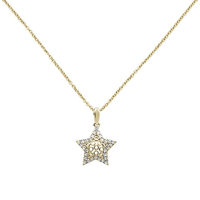 DIAMOND CLOSEOUT! .18ct 14k Yellow Gold Diamond Filigree Star Pendant Necklace 18" Long