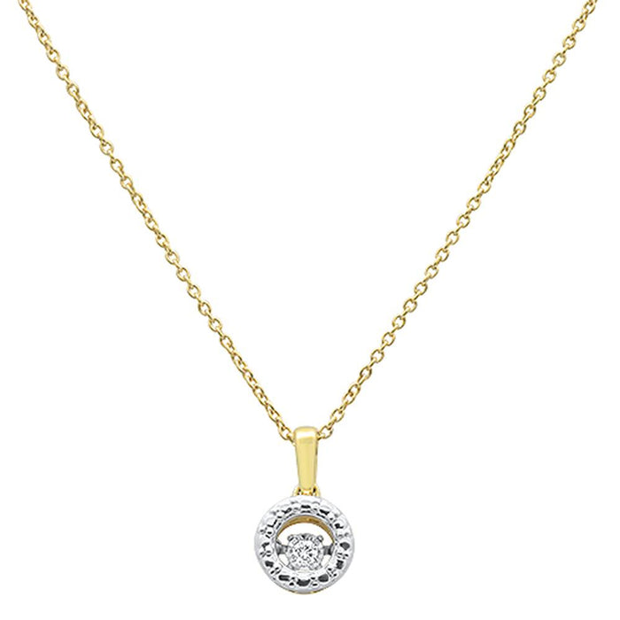 DIAMOND CLOSEOUT! .03ct 14k Yellow Gold Dancing Diamond Solitaire Pendant Necklace 18"Long