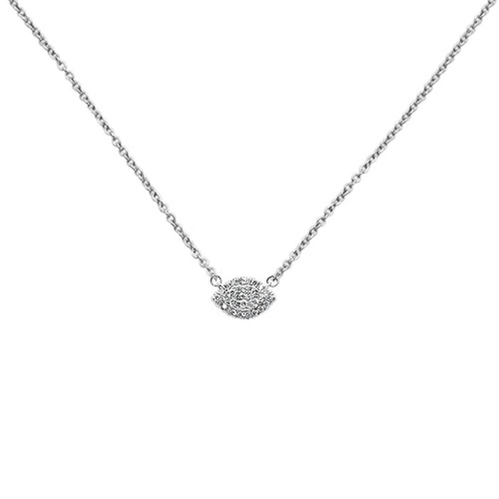DIAMOND CLOSEOUT! .27ct 14k White Gold Diamond Evil Eye Chai Pendant Necklace 18" Long