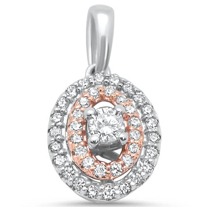 DIAMOND CLOSEOUT! .25ct 14k Antique Reproduction Oval Two Tone Diamond Pendant