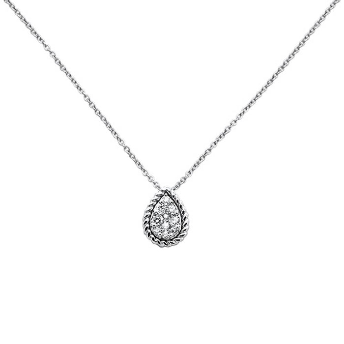 DIAMOND CLOSEOUT! .15ct 14k White Gold Diamond Pear Solitaire Pendant Necklace 18" Long