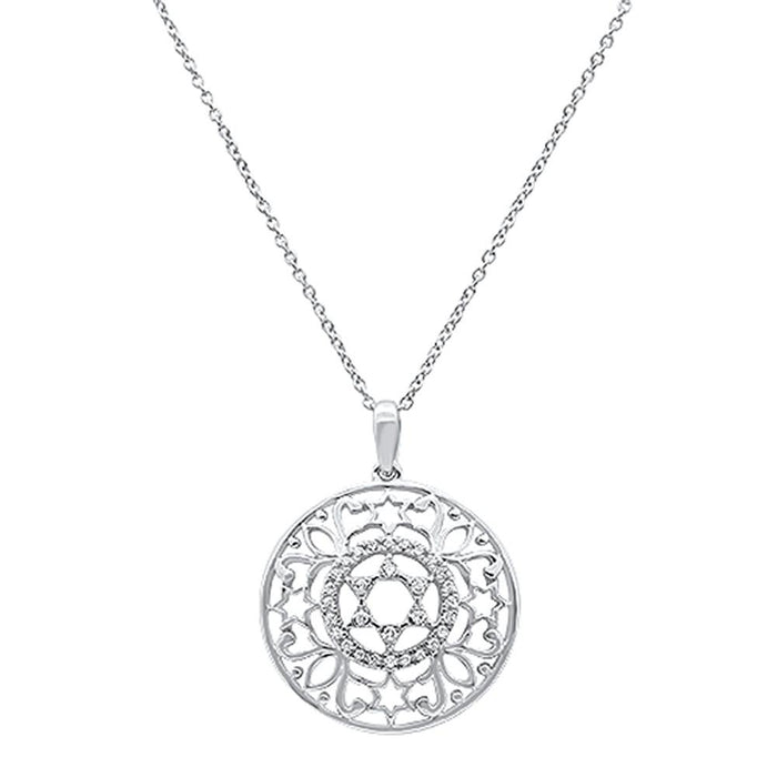 DIAMOND CLOSEOUT! .14ct 14k White Gold Filigree Star of David Diamond Pendant Necklace 18" Long
