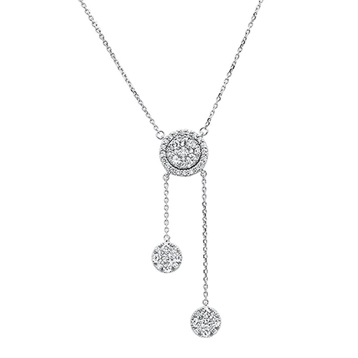 DIAMOND CLOSEOUT! .96ct 14k White Gold Diamond Lariat Drop Pendant Necklace 18"Long