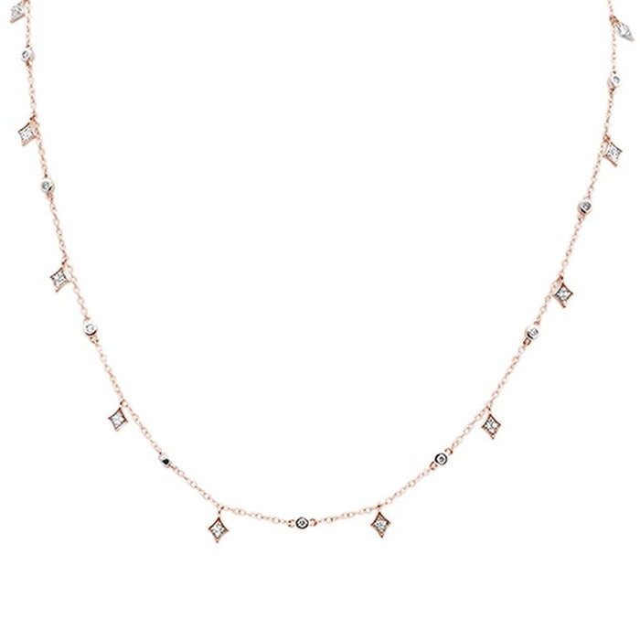 DIAMOND CLOSEOUT! .47ct G SI 14k Rose Gold Diamond Designer Pendant Necklace 16" Long+(1"ext)