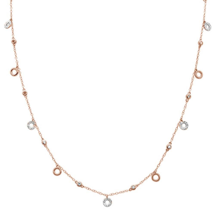 DIAMOND CLOSEOUT! .57ct G SI 14k Rose Gold Diamond Designer Pendant Necklace 16" Long+(1"ext)