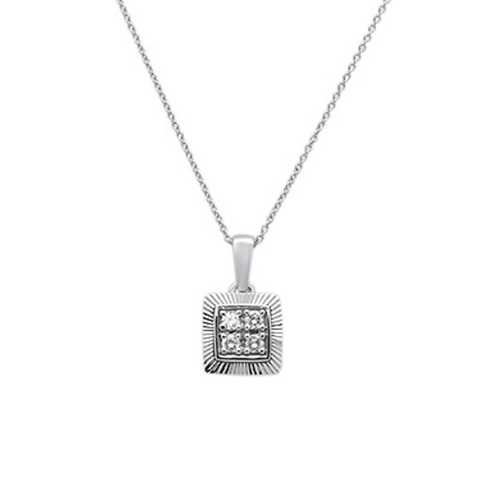 DIAMOND CLOSEOUT! .25ct G SI 14k White Gold Square Diamond Pendant Necklace 18" Long