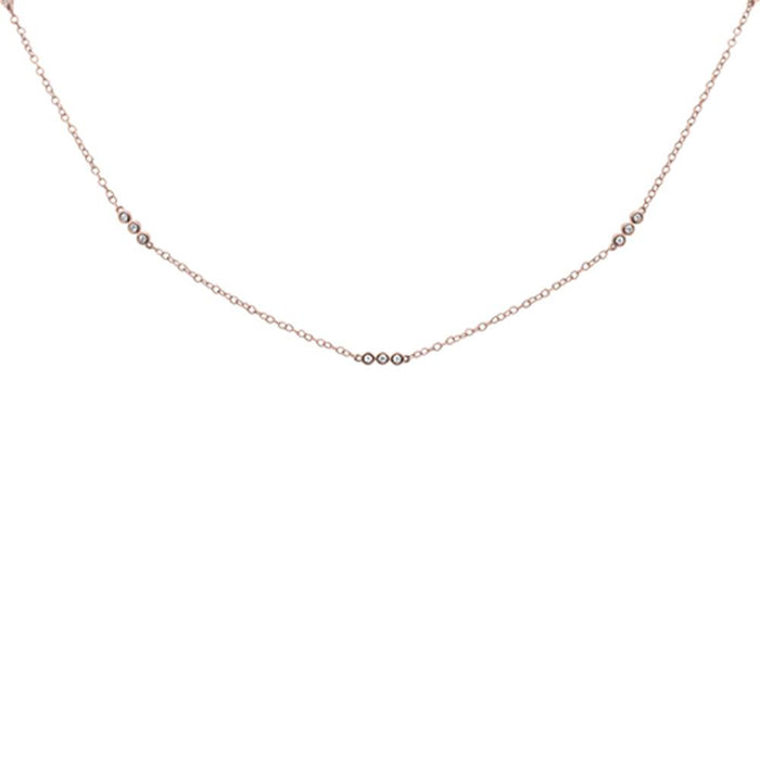 DIAMOND CLOSEOUT! .19cts 14k Rose Gold Diamond Station Necklace 18"