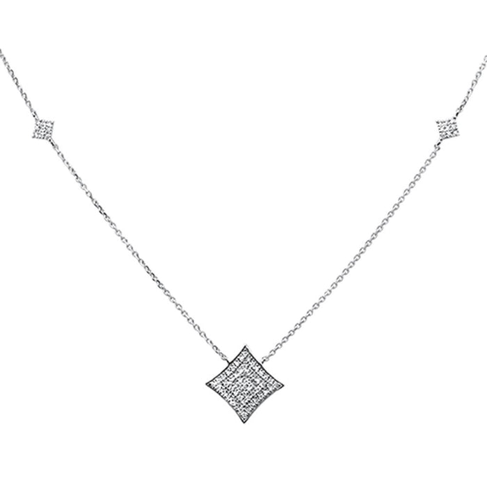 DIAMOND CLOSEOUT! .27ct 14k White Gold Diamond Modern Pendant Necklace 18" Long
