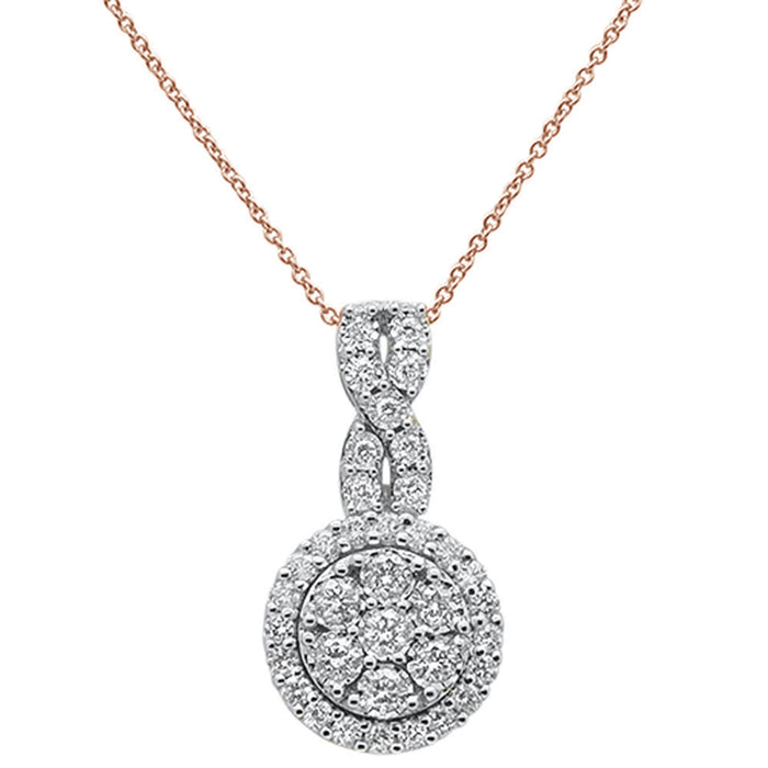 DIAMOND CLOSEOUT! .97ct 14k Rose Gold Diamond Round Pendant Necklace 18" Long