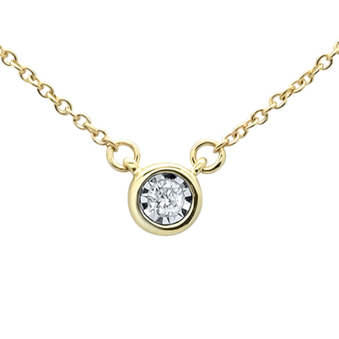 DIAMOND CLOSEOUT! .04ct 14KT Yellow Gold Round Diamond Solitaire Pendant Necklace 18"