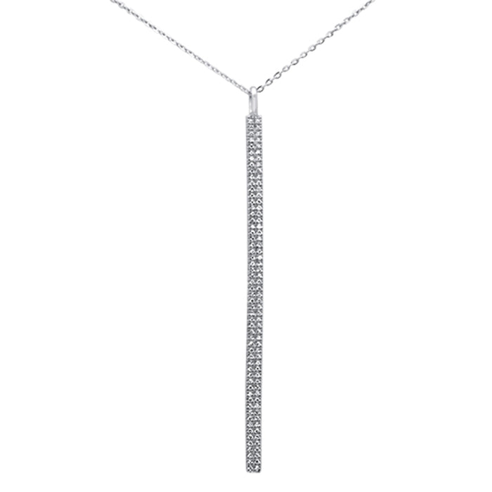 DIAMOND CLOSEOUT! .23ct 14kt White Gold Diamond Vertical Bar Drop Pendant Necklace 16"+2" Ext