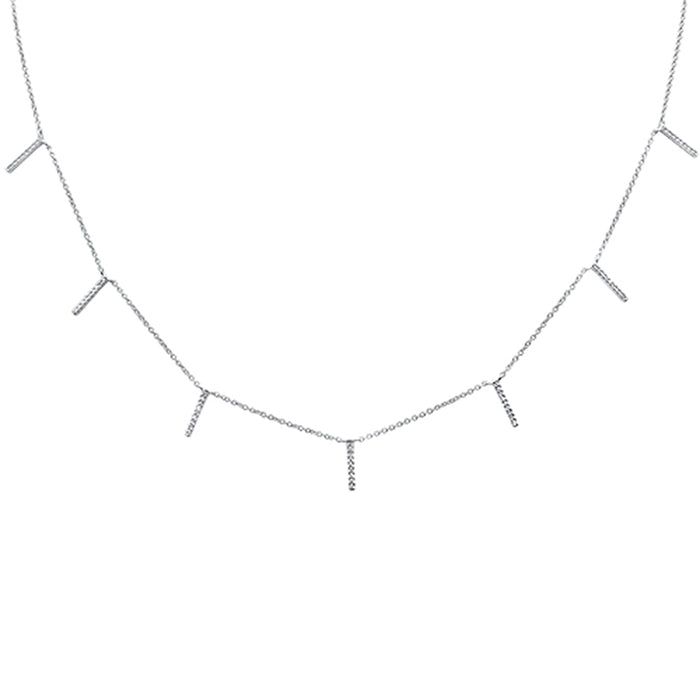 DIAMOND CLOSEOUT! .13ct 14kt White Gold Trendy Diamond Charm Pendant Necklace 16"+2" Ext