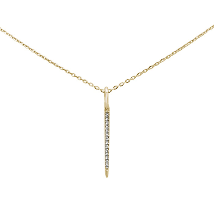 DIAMOND CLOSEOUT! .03ct 14kt Yellow Gold Diamond Drop Dangle Pendant Necklace 16"+2" Ext