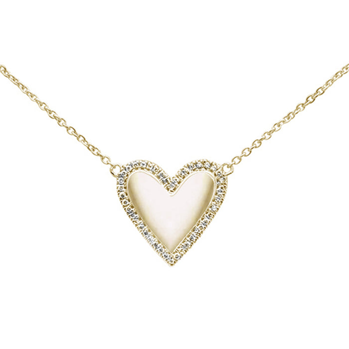 DIAMOND CLOSEOUT! .07ct 14kt Yellow Gold Diamond Heart Pendant Necklace 16"+2" Ext