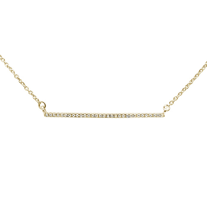 DIAMOND CLOSEOUT! .06ct 14kt Yellow Gold Trendy Diamond Bar Pendant Necklace 16"+2" Ext