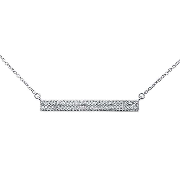 DIAMOND CLOSEOUT! .28ct 14kt White Gold Diamond MicroPave Trendy Bar Pendant Necklace 16"+2"