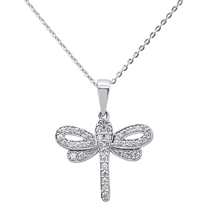 DIAMOND CLOSEOUT! .33ct 14kt White Gold Dragonfly Diamond Pendant Necklace 16"+2" Ext