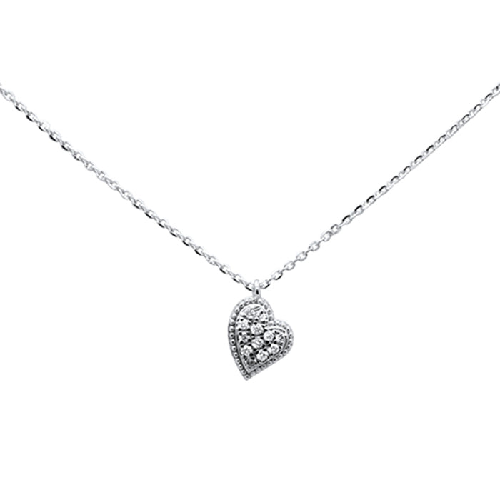DIAMOND CLOSEOUT! .07ct 14kt White Gold Diamond Heart Pendant Necklace 16"+ 2" Ext