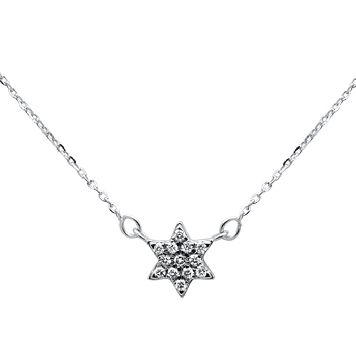 DIAMOND CLOSEOUT! .10ct 14kt White Gold Star Diamond Pendant Necklace 16"+ 2" Ext