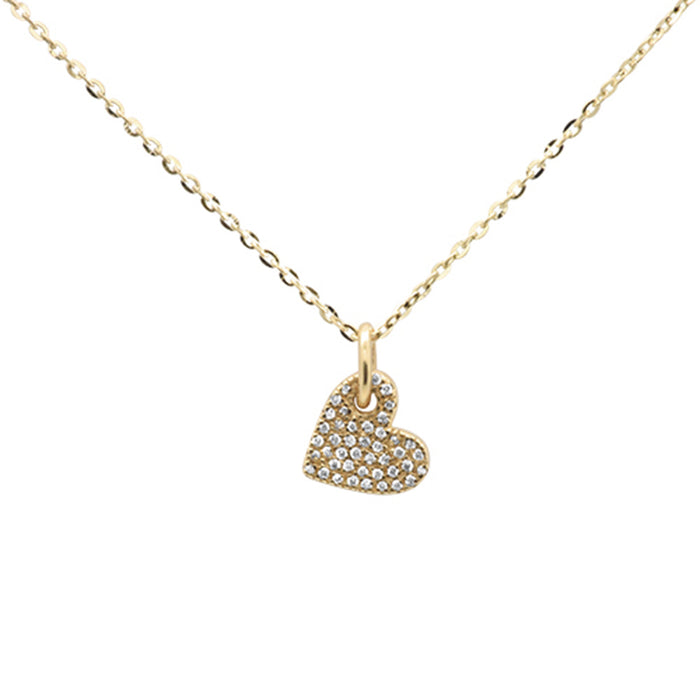 DIAMOND CLOSEOUT! .09ct 14k Yellow Gold Diamond Dangling Heart Pendant Necklace 16" + 2" Ext