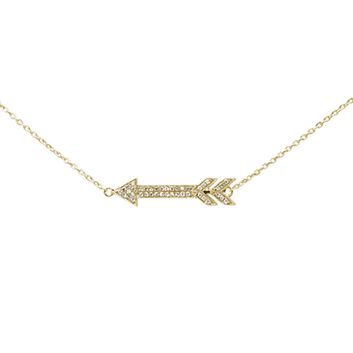 DIAMOND CLOSEOUT! .07ct 14k Yellow Gold Diamond Arrow Pendant Necklace 16" + 2" Ext