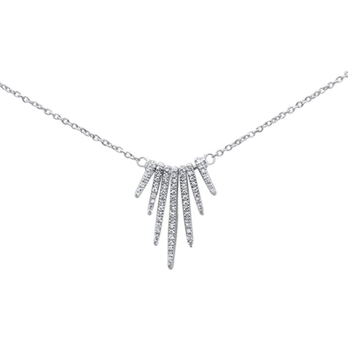DIAMOND CLOSEOUT! .16ct 14K White Gold Trendy Modern Diamond Necklace 16" + 1" Ext