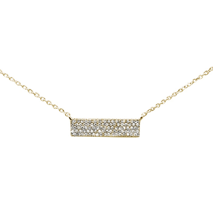 DIAMOND CLOSEOUT! .18ct 14K Yellow Gold Modern Diamond Bar Necklace 16" + 1" Ext