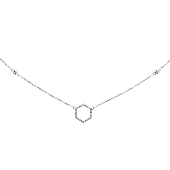 DIAMOND CLOSEOUT! .14ct 14KT White Gold Diamond Geometrical Shape Circle Pendant Necklace 18"