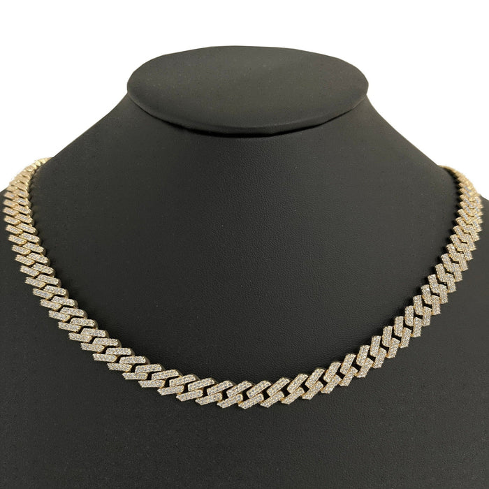DIAMOND CLOSEOUT! 9MM 10.74ct 14k Yellow Gold Diamond Square Cuban Necklace 22"