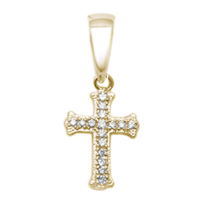 DIAMOND CLOSEOUT! .09ct 10kt Yellow Gold Round Diamond Cross Charm Pendant