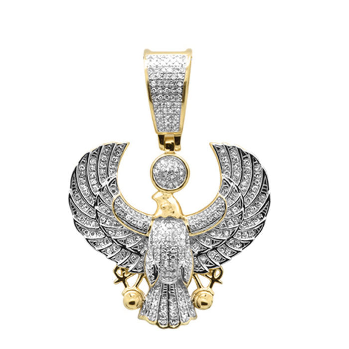 DIAMOND CLOSEOUT! .62ct G SI 10K Yellow Gold Diamond Men's Iced Out Micro Pave Eagle Charm Pendant