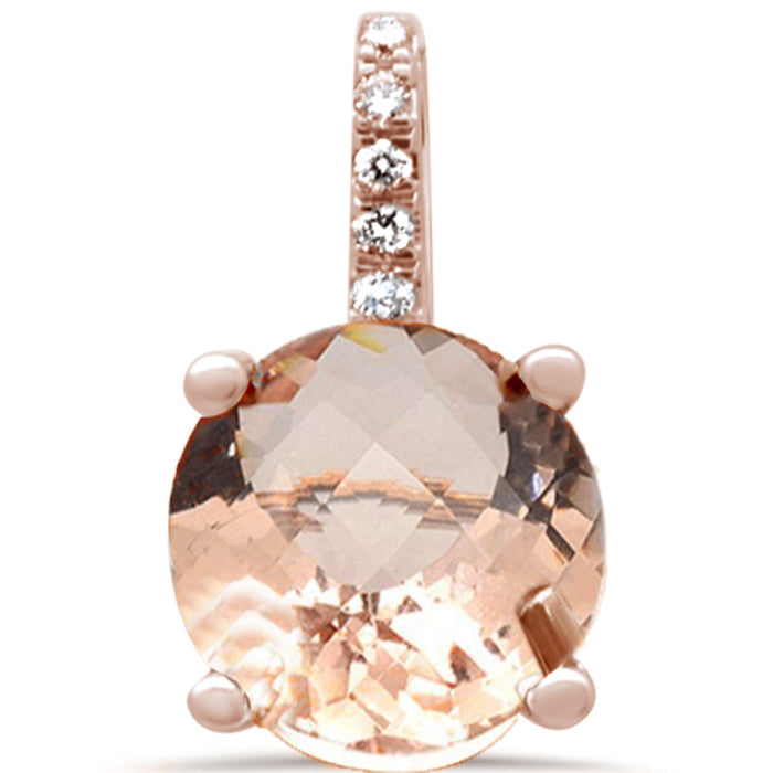 GEMSTONE CLOSEOUT! 1.06ct F SI 14K Rose Gold Diamond & Morganite Gemstone Pendant