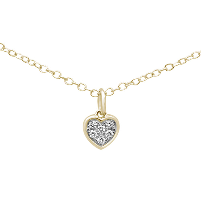 DIAMOND CLOSEOUT! .05ct 14K Yellow Gold Diamond Heart Pendant Necklace 18" Long