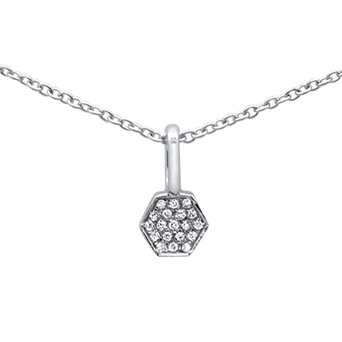 DIAMOND CLOSEOUT! .03ct G SI 14K White Gold Diamond Geometric Shape Pendant Necklace 16+2" Ext.