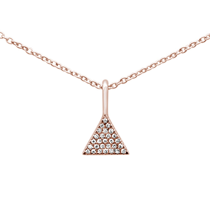 DIAMOND CLOSEOUT! .05ct G SI 14K Rose Gold Diamond Modern Triangle Pendant Necklace 16+2" Ext.