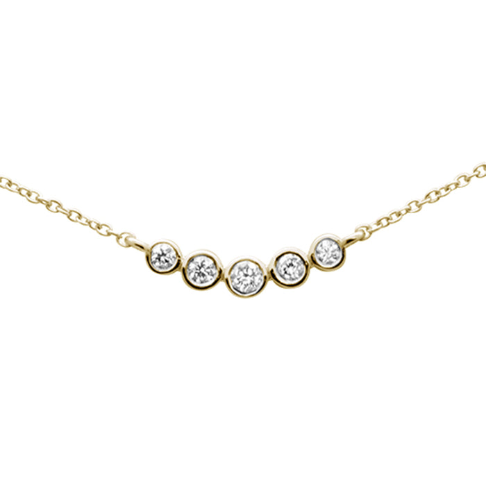 DIAMOND CLOSEOUT! .15ct G SI 14K Yellow Gold 5 Diamond Trendy Pendant Necklace16+2" Ext.