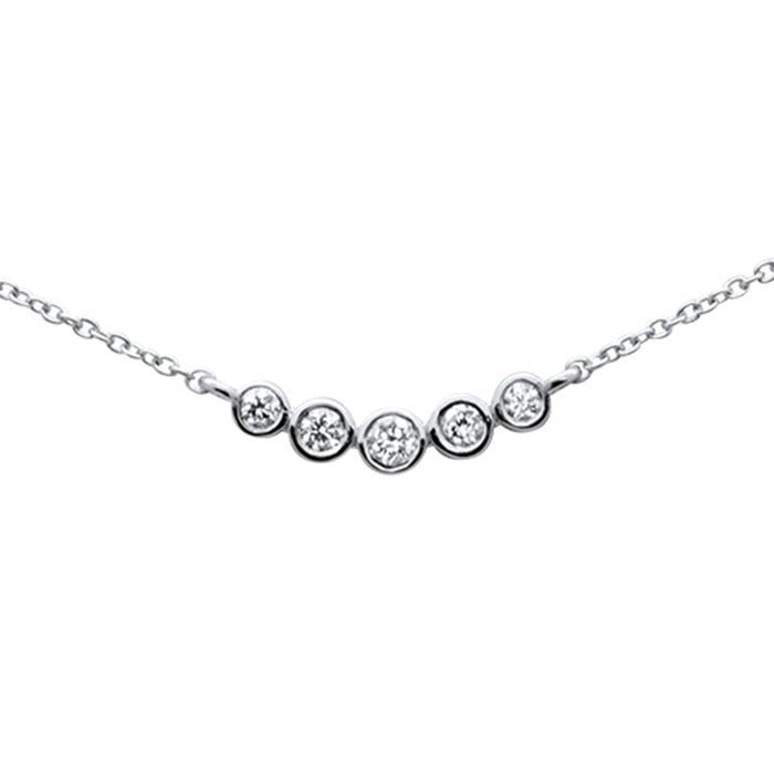 DIAMOND CLOSEOUT! .14ct G SI 14K White Gold Diamond 5 Stone Pendant Necklace 16+2" Ext.