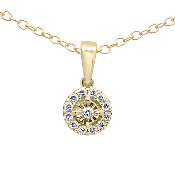 DIAMOND CLOSEOUT! .10ct G SI 14K Yellow Gold Round Diamond Pendant 18" Long Chain