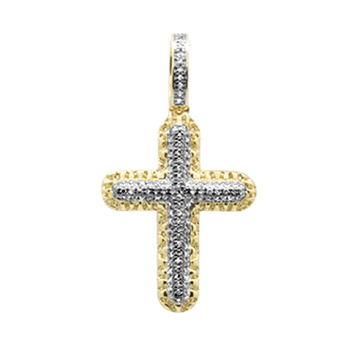 DIAMOND CLOSEOUT! .26ct G SI 10K Yellow Gold Diamond Miro Pave Cross Charm Pendant