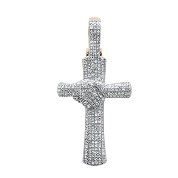 DIAMOND CLOSEOUT! .66ct G SI 10K Yellow Gold Diamond Hip Hop Micro Pave Cross Charm Pendant