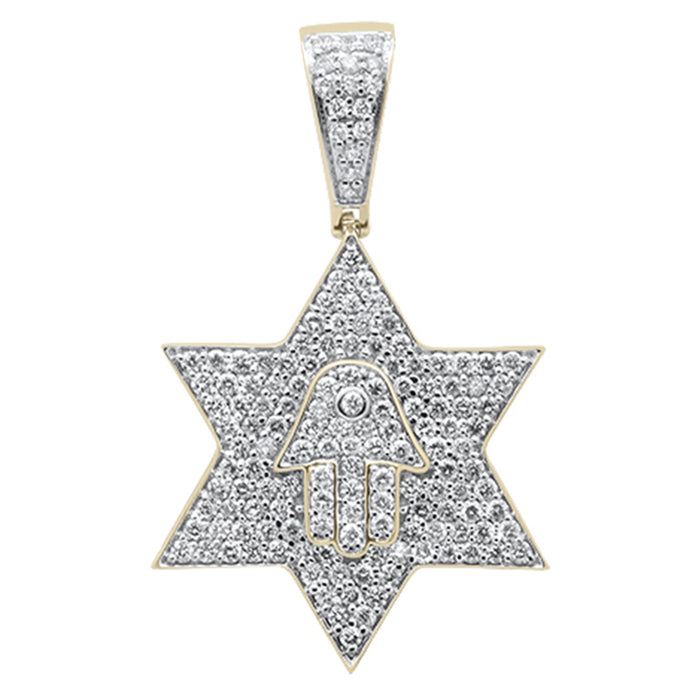 DIAMOND CLOSEOUT! 1.57ct G SI 10K Yellow Gold Diamond Micro Pave Iced Out Star Charm Pendant