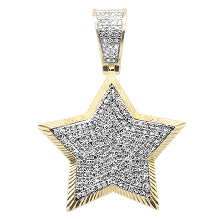 DIAMOND CLOSEOUT! .53ct G SI 10K Yellow Gold Diamond Hip Hop Micro Pave Star Charm Pendant