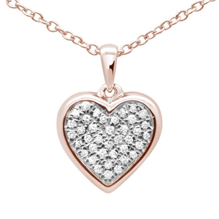 DIAMOND CLOSEOUT! .10ct G SI 10k Rose Gold Diamond Heart Diamond Pendant Necklace 18"
