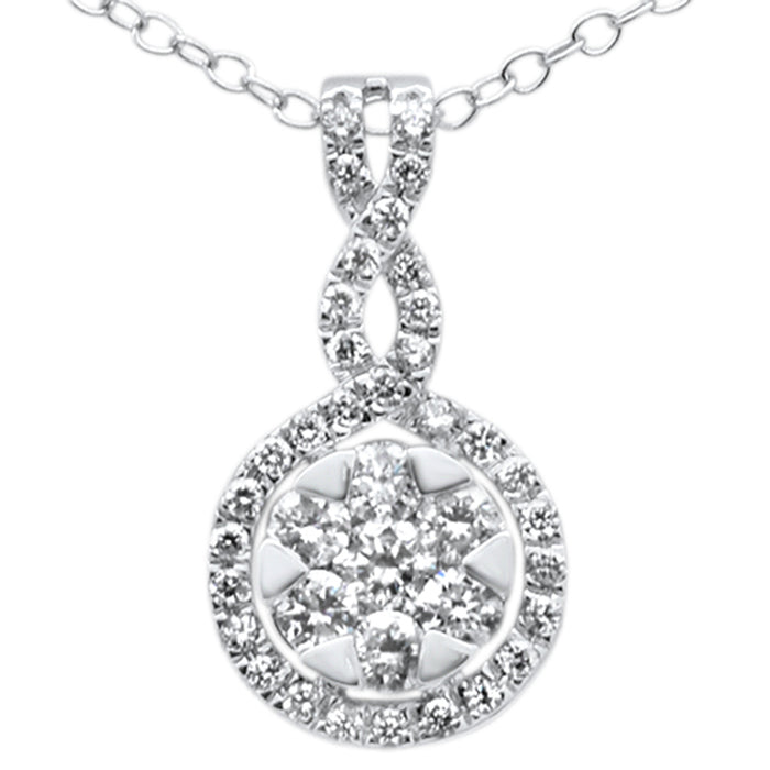 DIAMOND CLOSEOUT! .60CT G SI 14KT White Gold Diamond Trendy Drop Dangle Pendant Necklace 18"