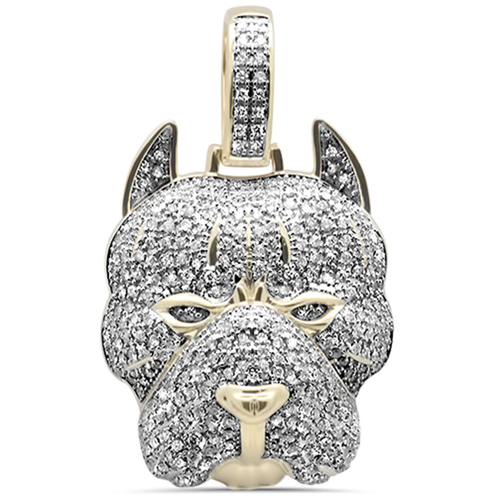 DIAMOND CLOSEOUT! 1.53CT G SI 10KT Yellow Gold Diamond Micro Pave Iced Out Dog Charm Pendant