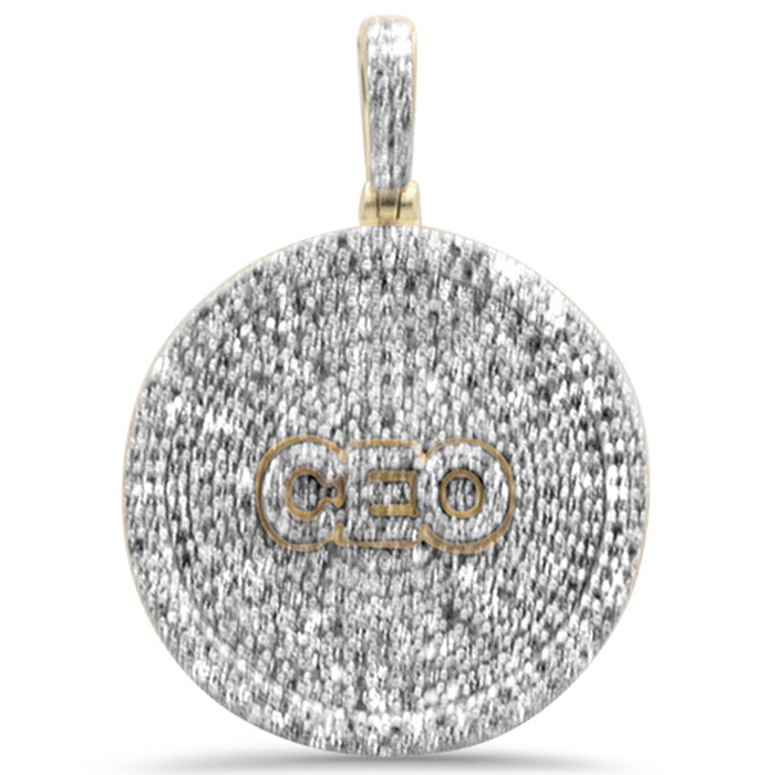 DIAMOND CLOSEOUT! .81CT G SI 10KT Yellow Gold Diamond Micro Pave Iced out "CEO" Disc Charm Pendant