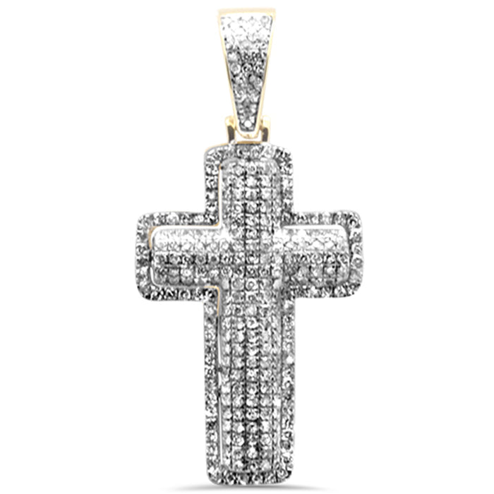 DIAMOND CLOSEOUT! .65CT G SI 10K Yellow Gold Diamond Iced Out Cross Charm Pendant