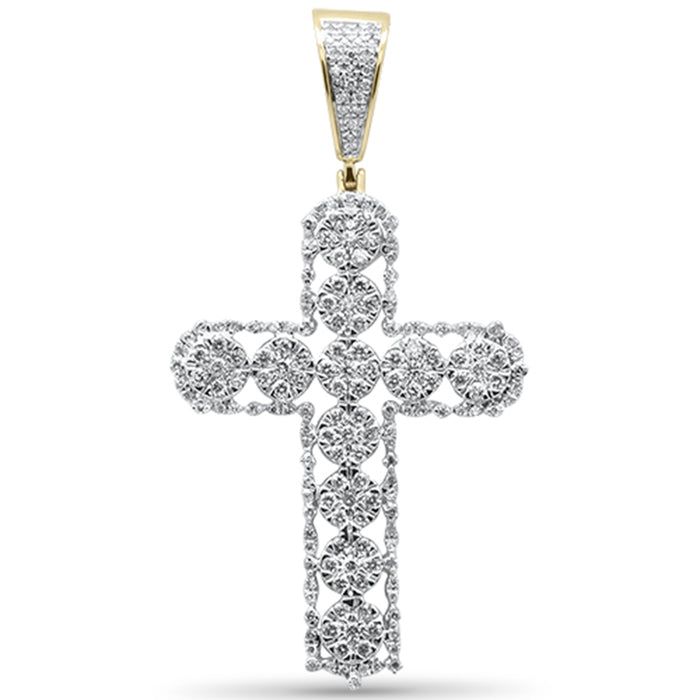 DIAMOND CLOSEOUT! 1.02CT G SI 10K Yellow Gold Diamond Iced Out Cross Charm Pendant