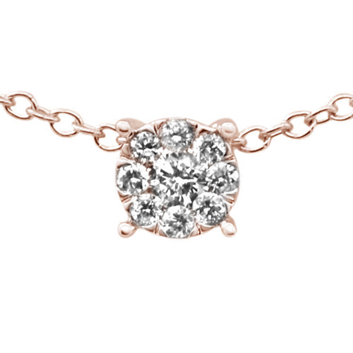 DIAMOND CLOSEOUT! .11ct F SI 10K Rose Gold Diamond Solitaire Pendant Necklace 18"
