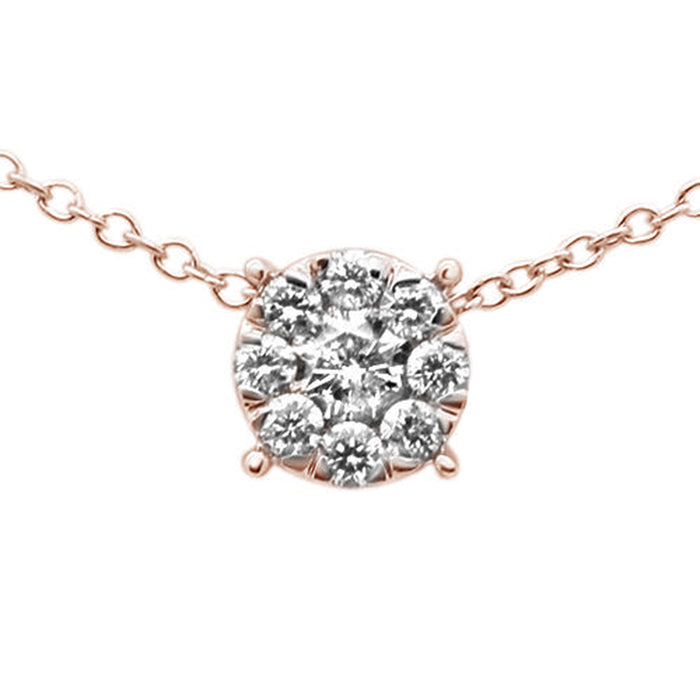DIAMOND CLOSEOUT! .29ct F SI 10K Rose Gold Diamond Solitaire Pendant Necklace 18" Long